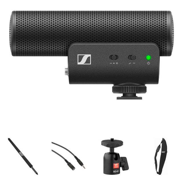 Sennheiser MKE 400 Micrófono Shotgun para Cámara con Boompole de Aluminio 7' y Accesorios
