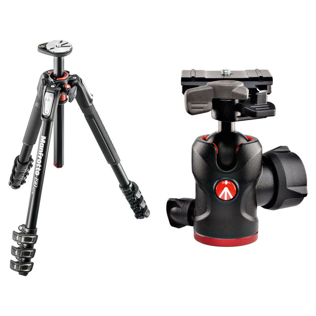 Manfrotto MT190XPRO4 Trípode de Aluminio 66.4 pulgadas con Cabezal Bola 494 y Placa QR RC2