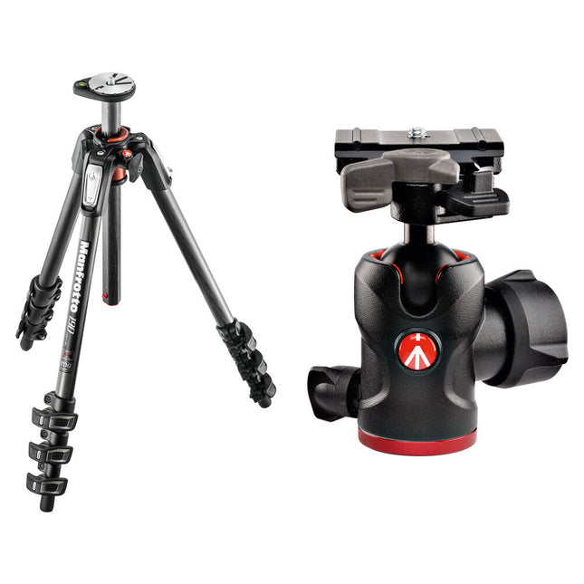 Manfrotto MT190CXPRO4 Trípode de Fibra de Carbono 168 cm con Cabeza esférica 494 y Sistema de Liberación Rápida