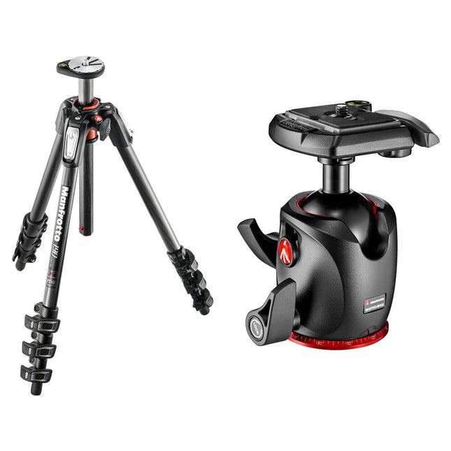 Manfrotto MT190CXPRO4 Trípode Fibra Carbono Altura 67.5 Pulgadas Kit Cabezal MHXPRO-BHQ2