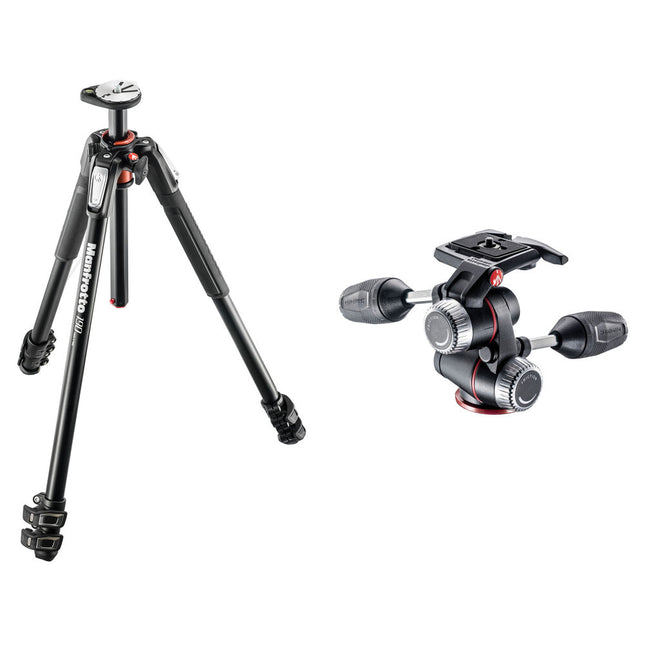 Manfrotto MT190XPRO3 Trípode de Aluminio con Cabezal Panorámico XPRO 3 Vías 68.1" de Altura Máxima