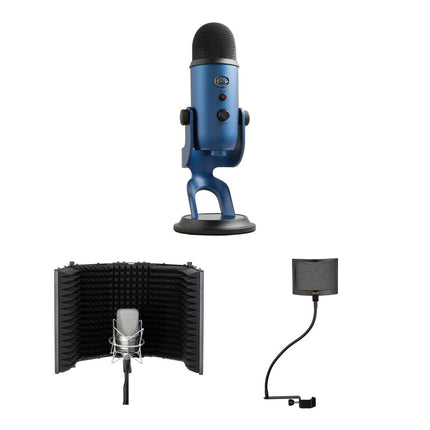 Blue Yeti Micrófono USB Kit con Filtro de Reflexión y Windscreen 16-Bit 48 kHz