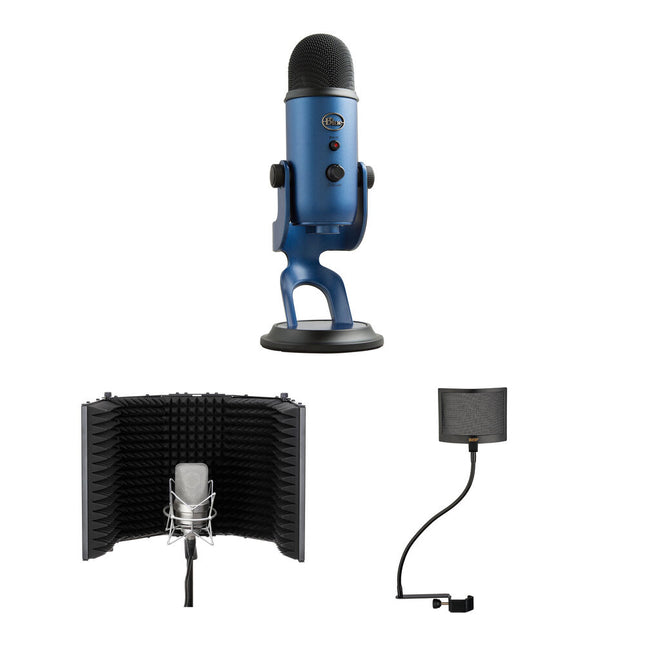Blue Yeti Micrófono USB Kit con Filtro de Reflexión y Windscreen 16-Bit 48 kHz