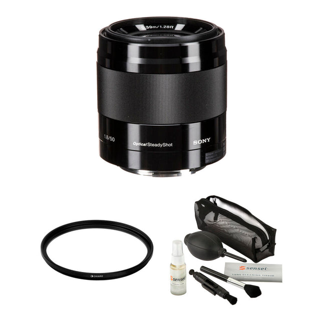 Sony E 50mm f/1.8 OSS Objetivo Estabilizado con Filtro UV 49mm Kit de Limpieza