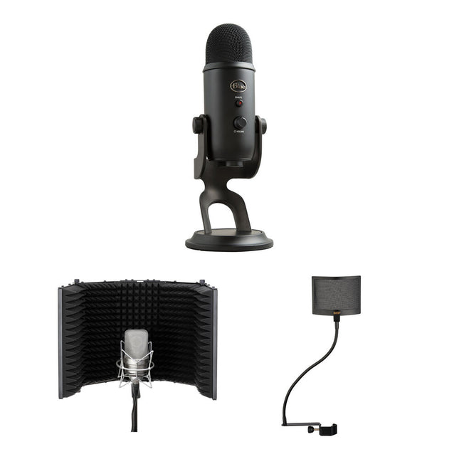 Blue Yeti Kit Micrófono USB con Filtros de Reflexión y Pop Negro