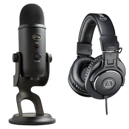 Blue Yeti Micrófono USB y Auriculares Monitor Audio-Technica ATH-M30x Negro