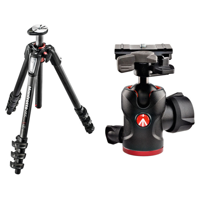 Manfrotto MT055CXPRO4 Trípode de Fibra de Carbono con Cabezal 494 y Placa 200PL-PRO 70.8" Altura Máxima 17.6 lb Capacidad