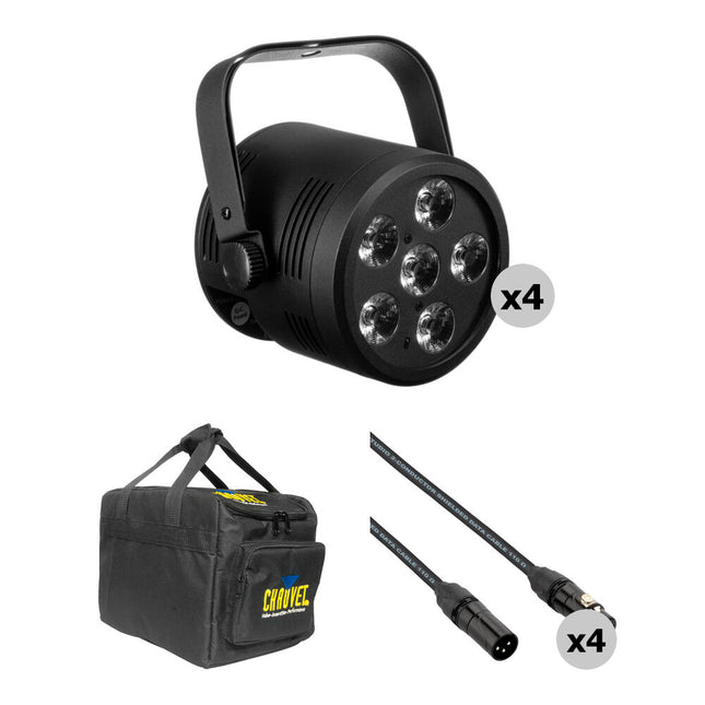 Blizzard LB Hex Unplugged LED PAR Kit con 4 Luces 6W y Bolsa de Transporte