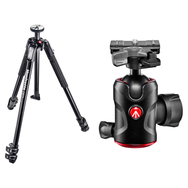 Manfrotto MT190X3 Trípode de Aluminio con Cabezal Bola 496 y Placa Rápida 200PL-PRO