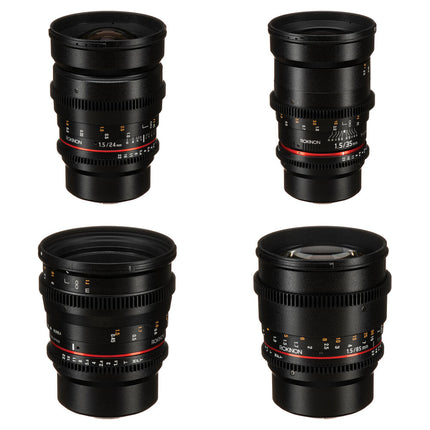 Rokinon Bundle de Lentes Cine DS 24 35 50 85mm T1.5 Montura Micro Cuatro Tercios