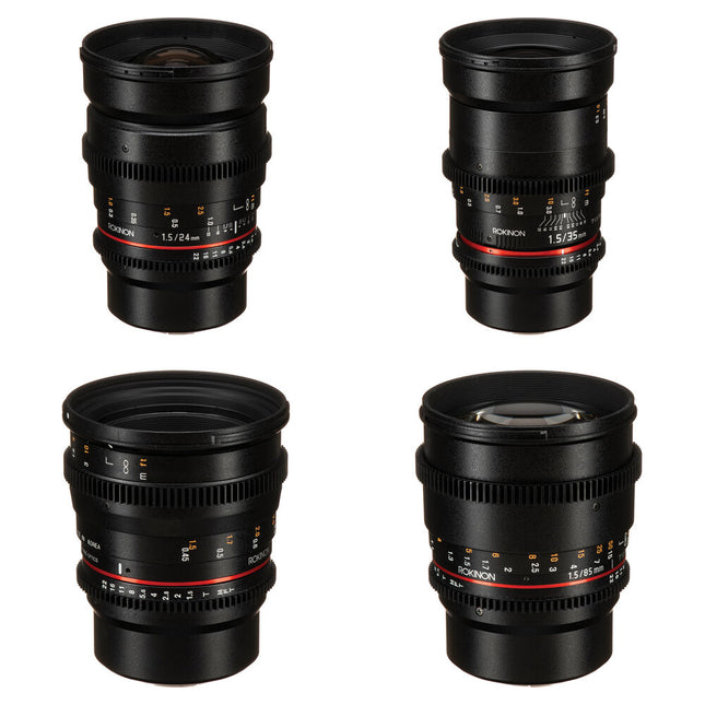 Rokinon Bundle de Lentes Cine DS 24 35 50 85mm T1.5 Montura Micro Cuatro Tercios
