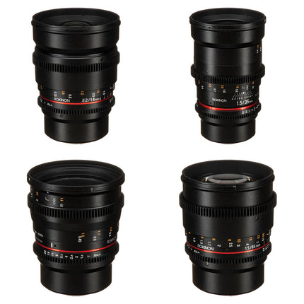 Rokinon Juego de Lentes Cine 16 35 50 85mm MFT Montura T1.5-T2.2