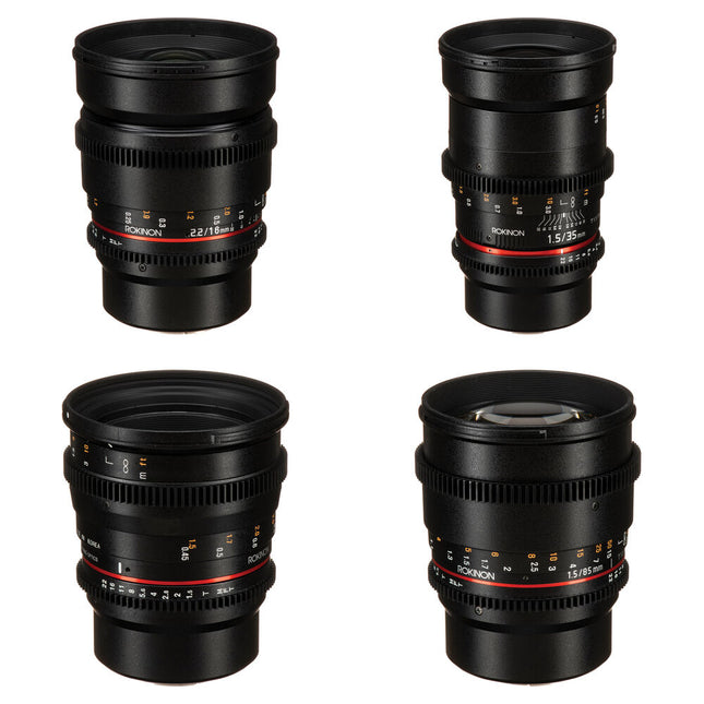 Rokinon Juego de Lentes Cine 16 35 50 85mm MFT Montura T1.5-T2.2