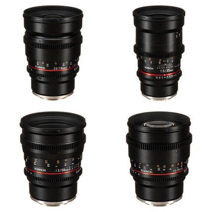 Rokinon Pack de lentes cine 16 35 50 85mm T1.5 para Sony E Mount