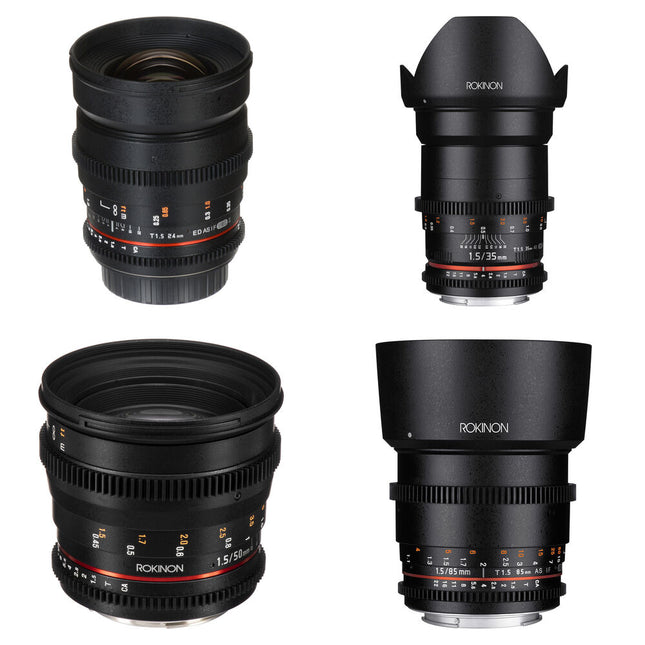 Rokinon Kit de Lentes Cine 24 35 50 85mm T1.5 Montura Canon EF