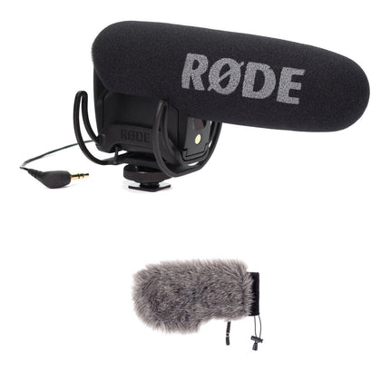 RODE VideoMic Pro Micrófono de cañón con 70 horas de batería y Auray Windshield