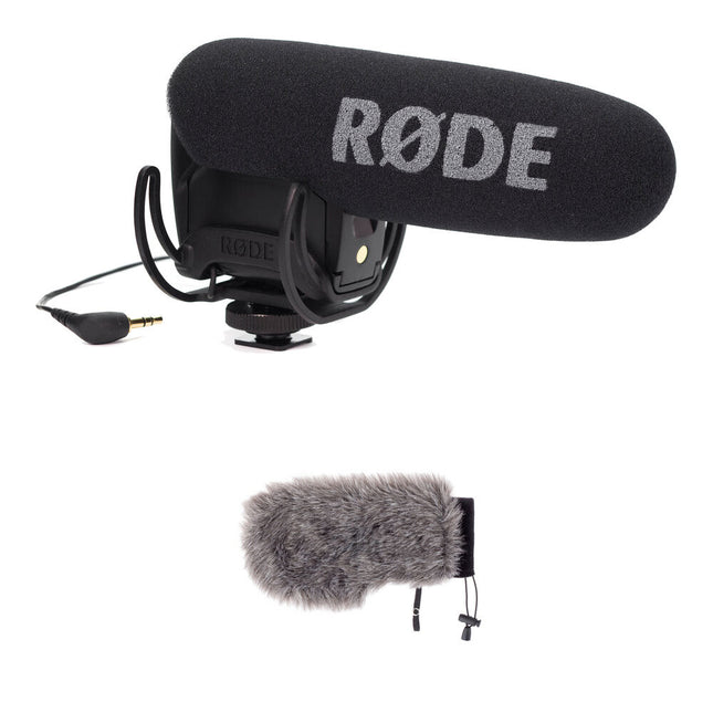 RODE VideoMic Pro Micrófono de cañón con 70 horas de batería y Auray Windshield