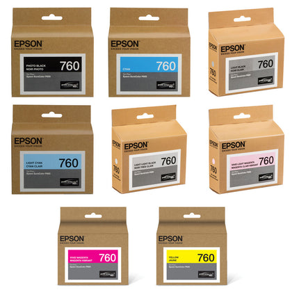 Epson T760 Juego de 8 Cartuchos de Tinta Ultrachrome HD para Impresora SureColor P600 Pigmentados