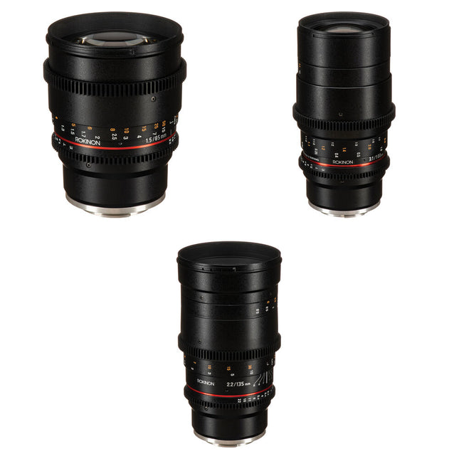 Rokinon Cine DS Kit de lentes 85mm T1.5 100mm T3.1 macro 135mm T2.2 para Sony E Mount