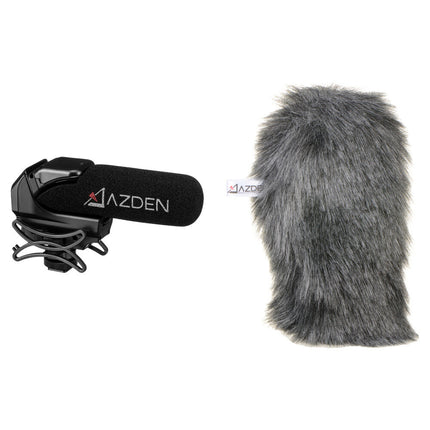 Azden SMX-15 Micrófono Shotgun para Video con Funda Antiviento Furry