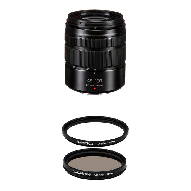 Panasonic LUMIX G Vario 45-150mm f4-5.6 Lente con Estabilizador y Kit Filtros 52mm