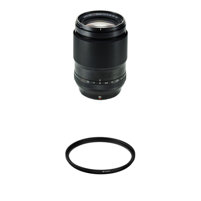 FUJIFILM XF 90mm f/2 R LM WR Lente Montura X con Filtro UV 62mm