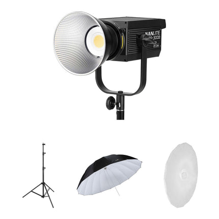 Nanlite Bundle of Joy Kit de Iluminación LED Bi-Color FS-300B y Paraguas Parabólico 7'