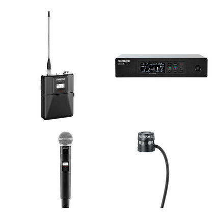 Shure QLXD2 Sistema de Micrófono Inalámbrico Digital Mano y Lavalier G50 con Cápsula SM58 y Mic Lav TA4