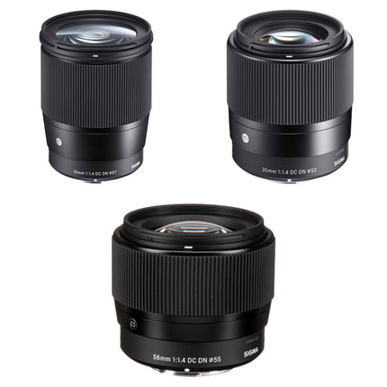 Sigma Kit de lentes contemporáneas 16mm 30mm 56mm f1.4 para Micro Cuatro Tercios
