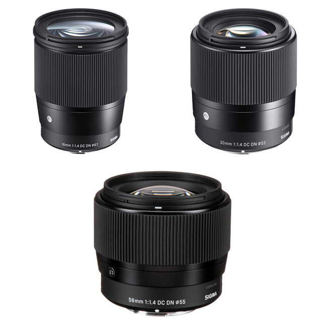 Sigma Kit de lentes contemporáneas 16mm 30mm 56mm f1.4 para Micro Cuatro Tercios