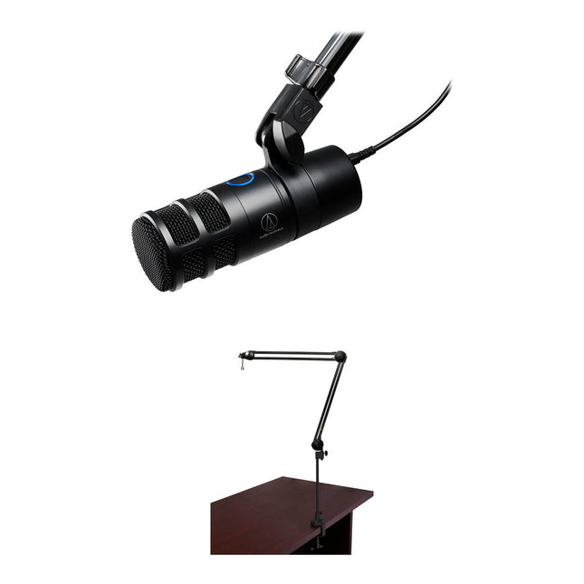 Audio-Technica AT2040USB Micrófono Dinámico USB para Podcast con Patrón Hipercardioide y Brazo de Transmisión