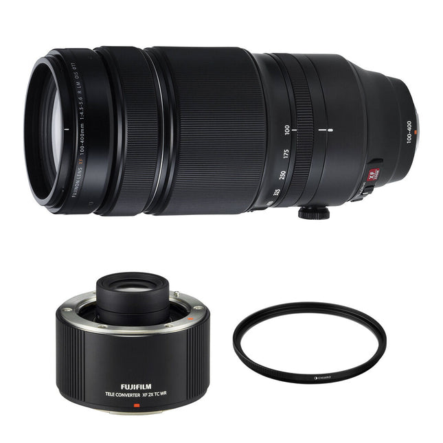 FUJIFILM XF 100-400mm f4.5-5.6 R LM OIS WR Lente 152-609mm Teleconvertidor 2x y Filtro UV 77mm