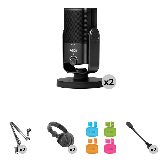 Kit de grabación para podcast RODE NT-USB Mini 2 micrófonos 24-Bit 48 kHz