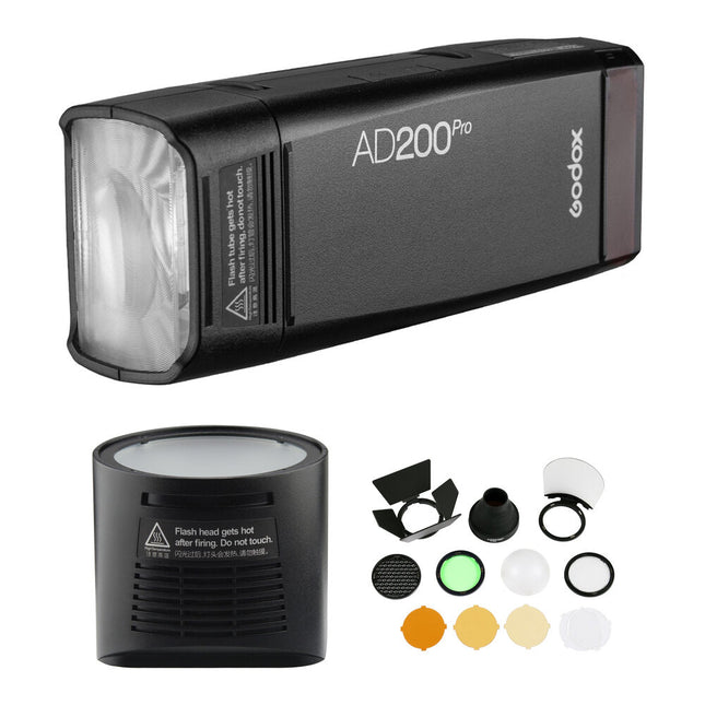 Godox AD200Pro Kit Flash portátil TTL con cabeza redonda y accesorios completos