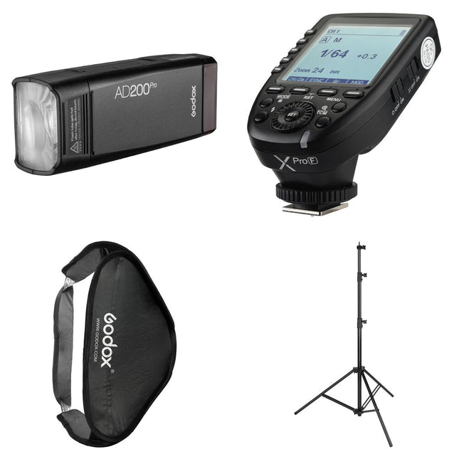 Godox BOORAY Kit para FUJIFILM Flash 200Ws Softbox 31.5x31.5 y Trípode 9.5'
