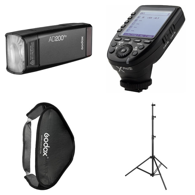 Godox BOORAY Kit para Sony Flash 200Ws Softbox 80x80cm y Trípode 2.9m