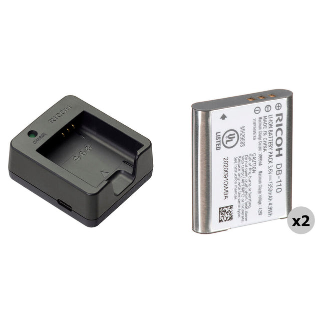 Ricoh GR III Power Bundle Cámara con 2 baterías DB-110 y cargador BJ-11