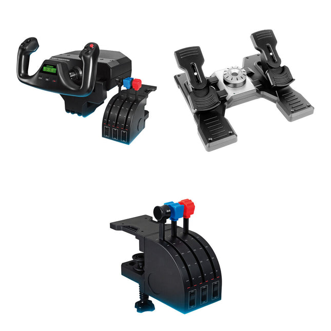 Logitech G Flight Yoke Sistema Pedales de Timón y Cuadrante de Acelerador Kit