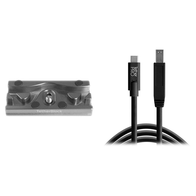 Tether Tools TetherPro cable USB tipo C a USB 3.0 tipo B 15 pies negro con placa de liberación rápida TetherBLOCK QR Plus