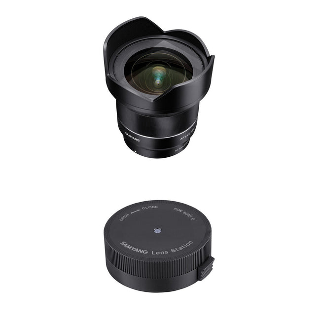 Samyang AF 14mm f/2.8 FE Lente Gran Angular con Kit Lens Station para Sony E