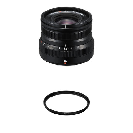 FUJIFILM XF 16mm f/2.8 R WR Lente con filtro UV 49mm kit negro