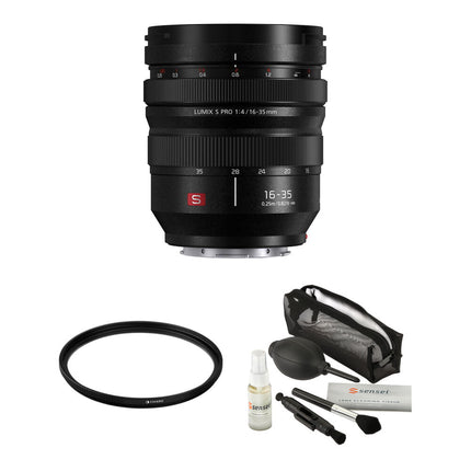 Panasonic LUMIX S PRO 16-35mm f4 Zoom con Filtro UV 77mm y Kit de Limpieza