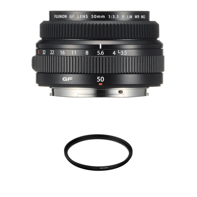 Objetivo FUJIFILM GF 50mm f3.5 R LM WR con filtro UV 62mm resistente al clima