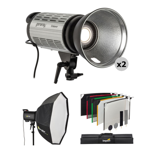 Genaray 2-Light Kit de Iluminación LED Monolights 5600K 97.5 CRI