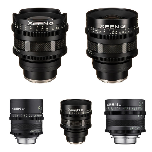 Rokinon XEEN CF Pro Kit de 5 lentes cine E-Mount 16-85mm T1.5 T2.6 Full Frame Carbono