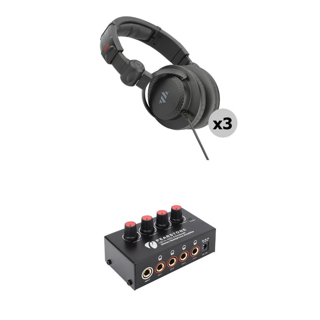 Polsen HPC-A30-MK2 Kit Auriculares Cerrados con Amplificador Estéreo 3 Pares