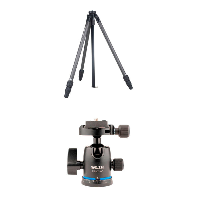 SLIK PRO CF-633 trípode de fibra de carbono con cabezal de bola PBH-535AS capacidad 5 kg altura máxima 173 cm