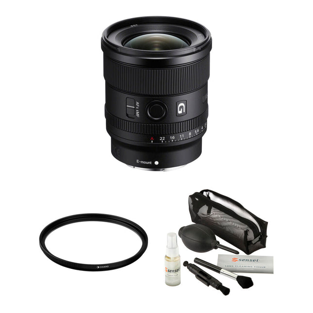 Objetivo Sony FE 20mm f1.8 G Lente con apertura f1.8 Filtro UV 67mm y kit de limpieza