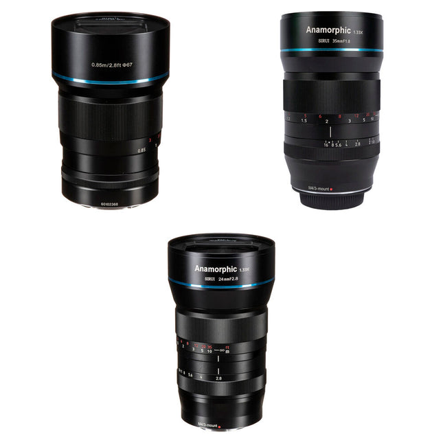 Sirui Anamorphic 1.33x Kit de Objetivos MFT 24 35 50mm f1.8 f2.8