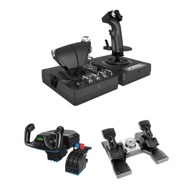 Logitech G Flight Yoke Sistema con Pedales de Timón y Controlador Simulación RGB